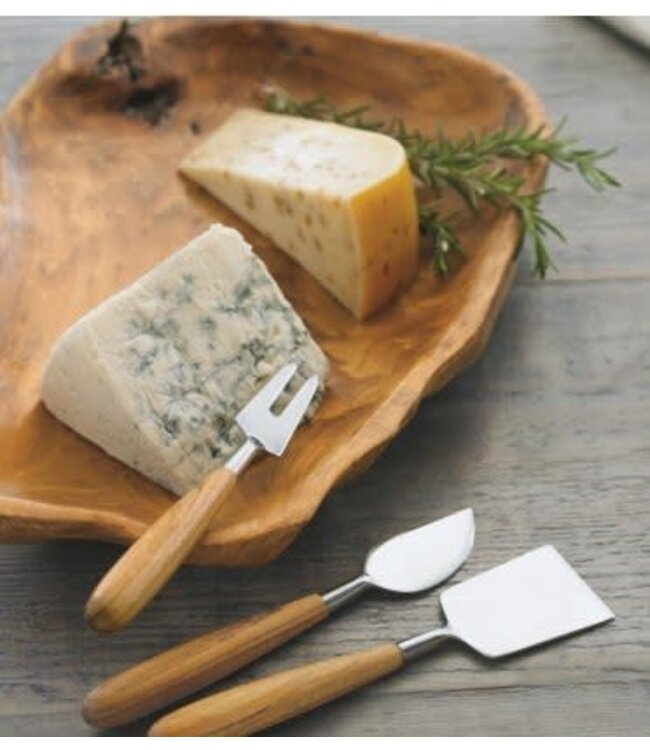 Stainless and Teak Cheese Set