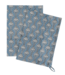 indaba Cotton Block Print Tea Towels S/2-Bluebell