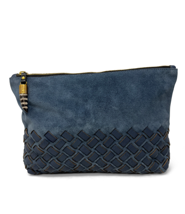 Blue Steel Crossweave Suede Pouch