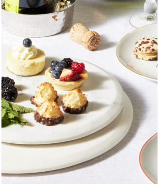 Blue Pheasant Viola White Marble Round Board Large