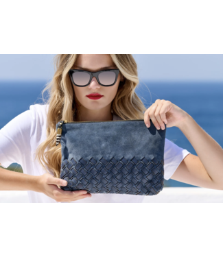 Blue Steel Crossweave Suede Pouch