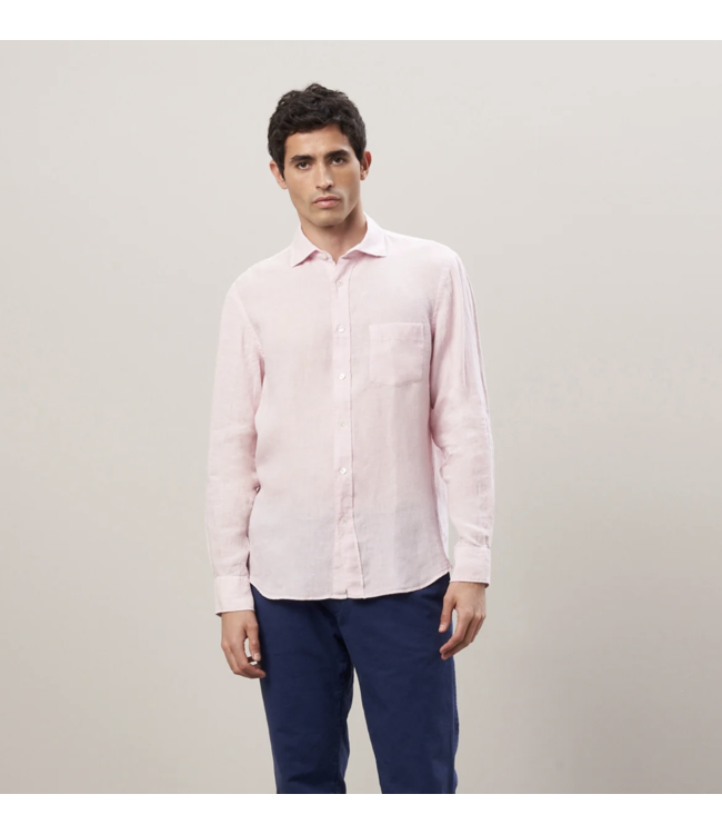 Paul Solid Linen Button Down Shirt-Pink