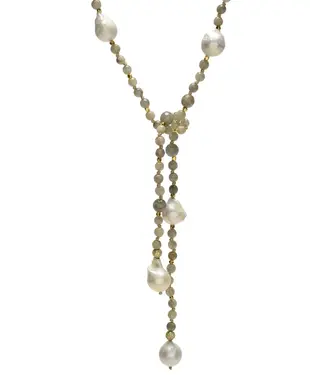 in2 Design Labradorite/Fresh Water Pearl Lariat Necklace