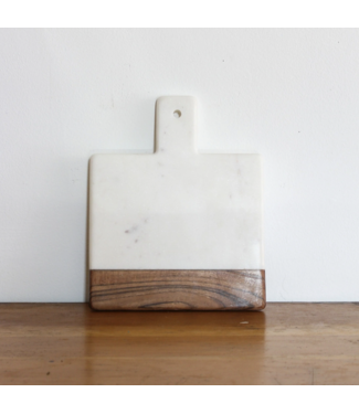White Marble/Acacia Wood Square Handled Board