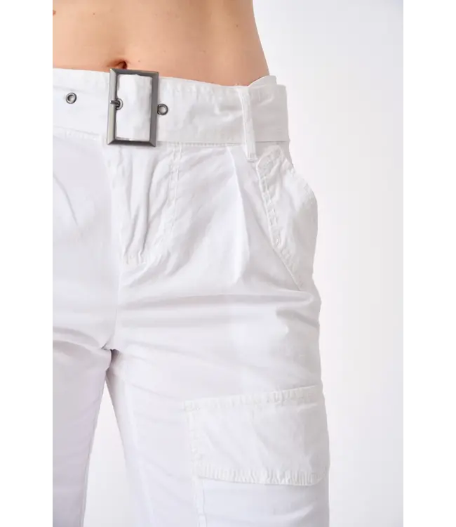 Ikos Stretch Poplin Belted Barrel Leg Pant-available in 2 colors