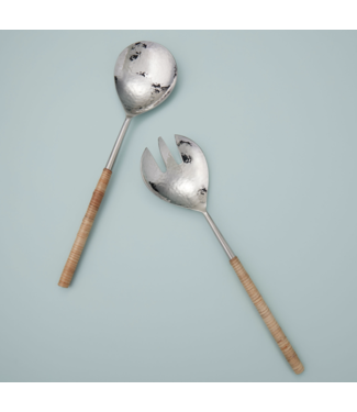 Aquila Rattan and Stainless Serving Set