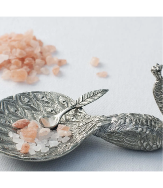 Pewter Peacock Salt Cellar