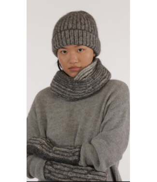 Les Recines du Ciel Ilona Alpaca/Cotton Beanie-Grey/Anthracite