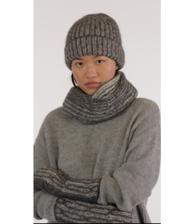 Ilona Alpaca/Cotton Beanie-Grey/Anthracite