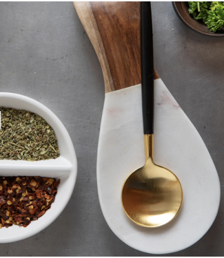 Marble and Wood Spoon Rest