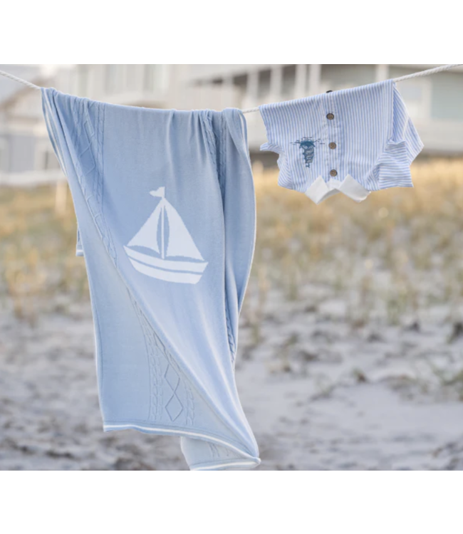 Cotton Nautical Cable Blanket