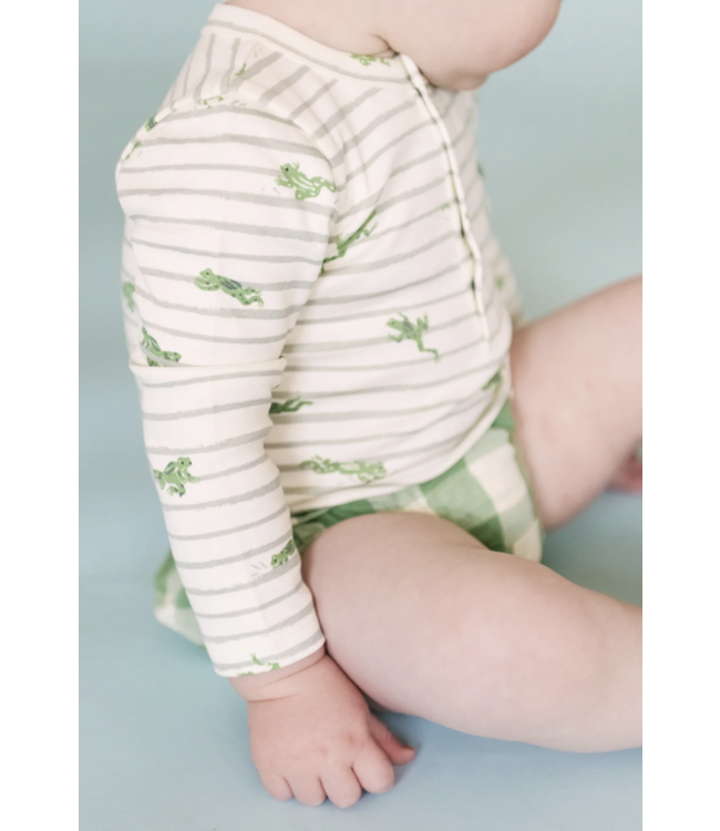 Organic Cotton One Piece Henley-choose from 2 patterns