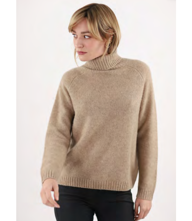 Silk/Cashmere Turtleneck Sweater-Black