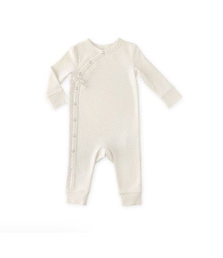 Kimono Organic Cotton Pin Dot Romper-Sea