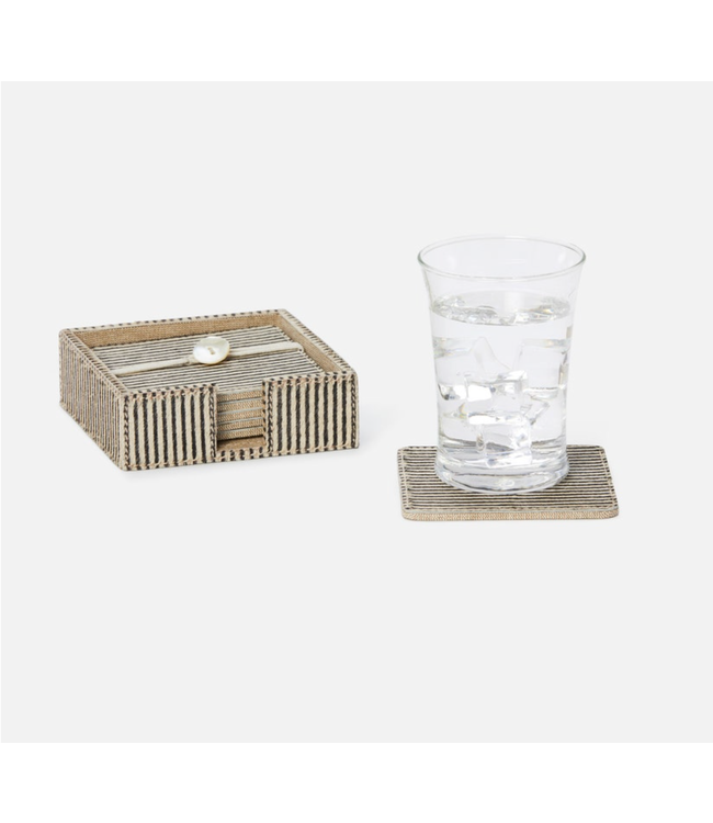 Bandar Brown Hair on Hide Stripe Coasters- Set of 6