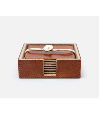 Blue Pheasant Bristol Tobacco Leather Coasters-Set of 6 Blue Pheasant Bristol Tobacco Leather Coasters-Set of 6