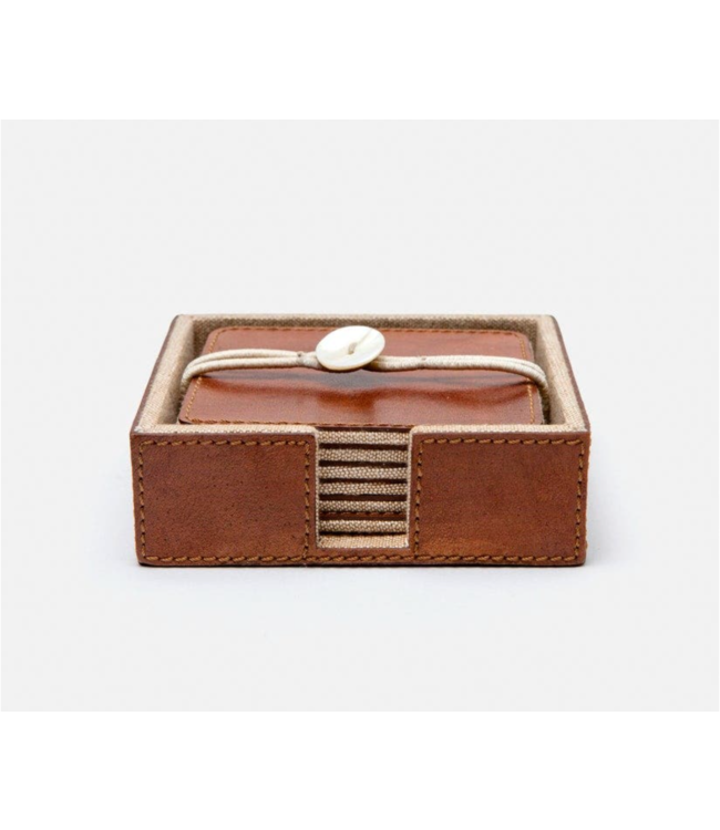 Bristol Tobacco Leather Coasters-Set of 6