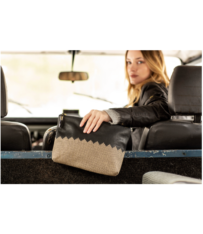 Criss Cross Leather Pouch