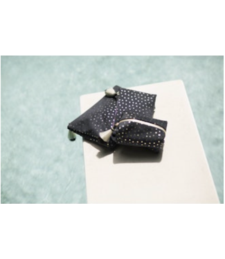 Navy Suede Gold Foil Pouch