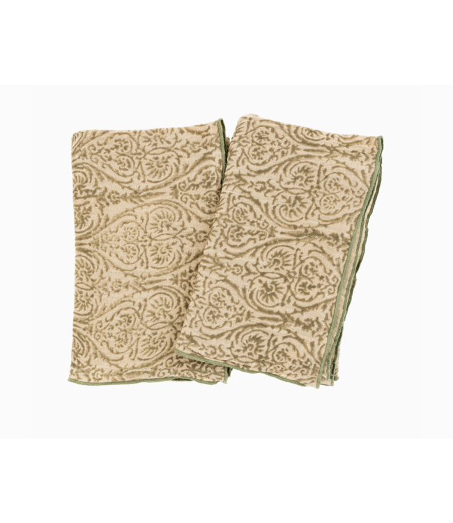 Aria Block Print Cotton Tea towels S/2