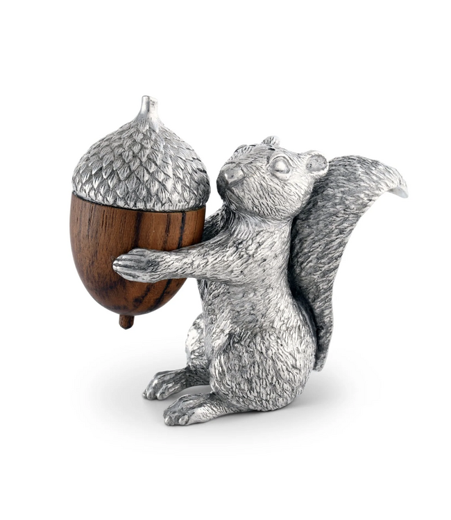Pewter Squirrel w/ Wood Acorn Salt and Pepper Set