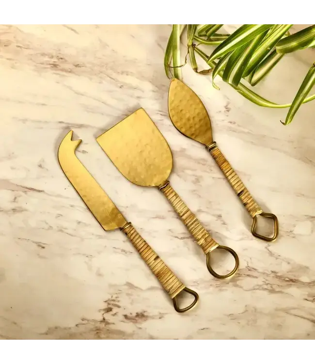 Rattan Wrapped Cheese Knives