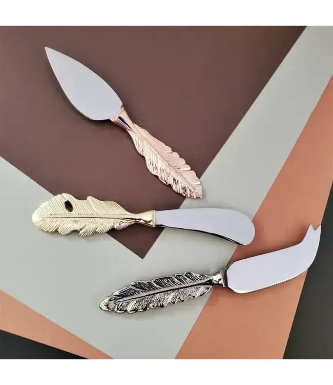 Multi Color Feather Cheese Knives