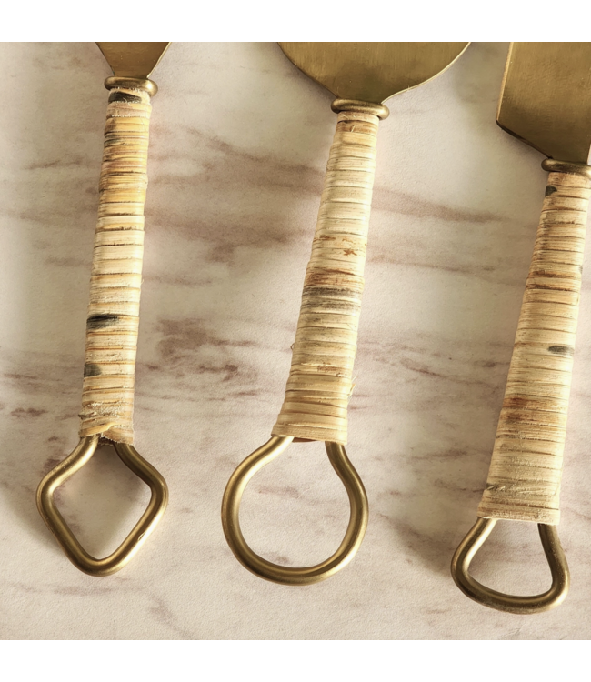 Rattan Wrapped Cheese Knives