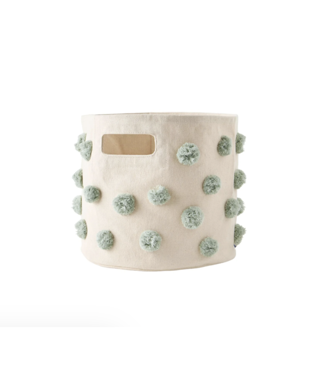 Canvas Pom Pom Pint Basket  - Sea