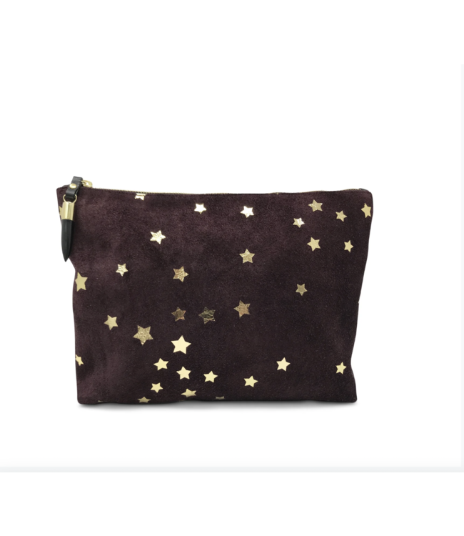 Oxblood Suede Star Med Pouch