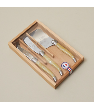 Laguiole Pale Horn 3pc Cheese Set