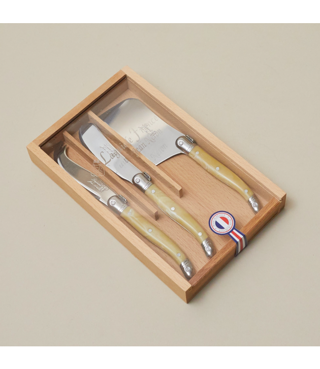 Laguiole Pale Horn 3pc Cheese Set