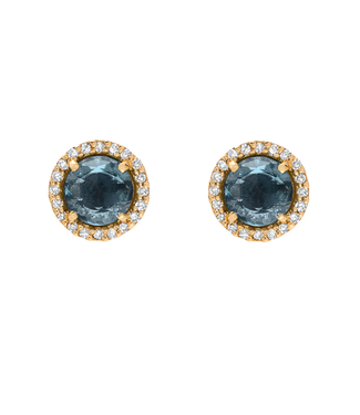 Rose Cut London Blue Topaz/Diamond Center Post