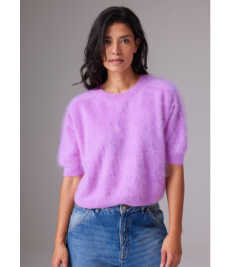 Crush Cashmere Belli Brushed Cashmere Tee-available in light grey