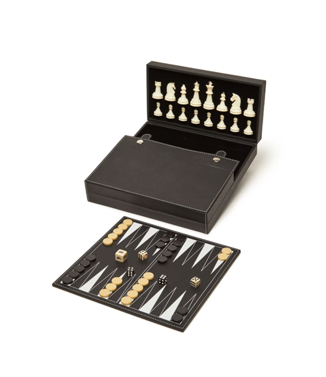 Brouk Bryson Backgammon and Chess Set-Brown