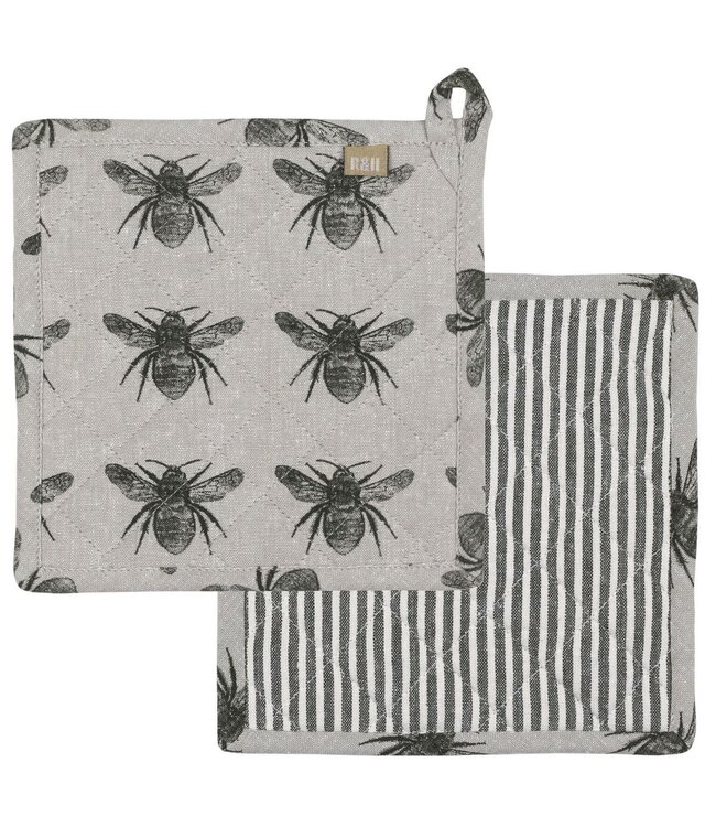 Olive Green Cotton Honey Bee Pot Holder