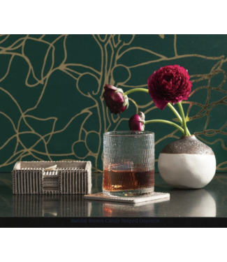 Blue Pheasant Bandar Brown Hair on Hide Stripe Coasters- Set of 6 Blue Pheasant Bandar Brown Hair on Hide Stripe Coasters- Set of 6