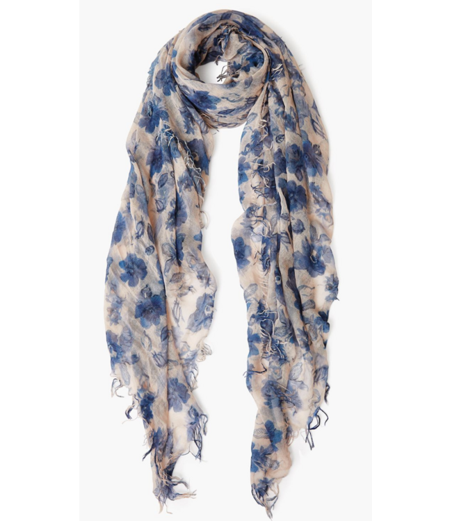 Silk/Cashmere French Floral Scarf