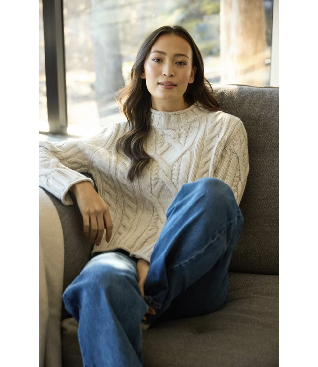 Merino Cable Mock Sweater-available in balsam(See image)