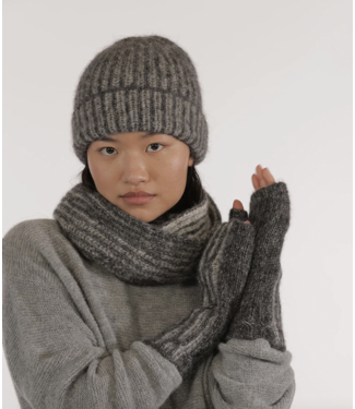 Les Recines du Ciel Ilona Alpaca/Cotton Mittens-Grey/Anthracite
