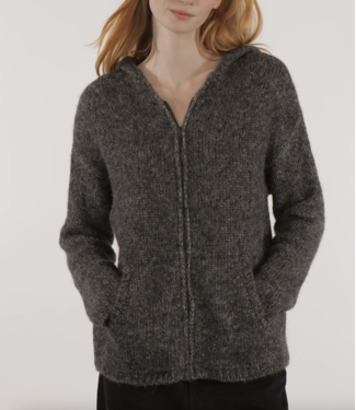 Les Recines du Ciel Diamant Alpaca/Cotton Hooded Cardigan