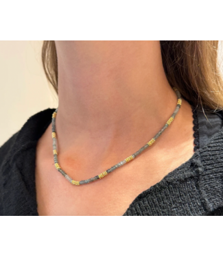 Mabel Chong Moss Aquamarine Daisy Choker