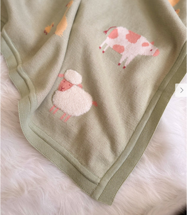 Darzzi Farm Animals Knit Baby Blanket