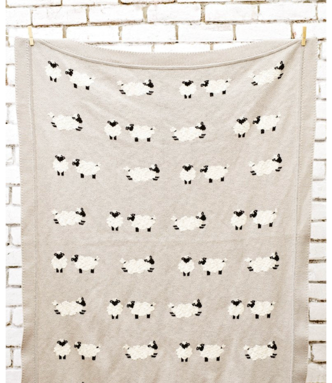 Sheep Cotton Knit Blanket