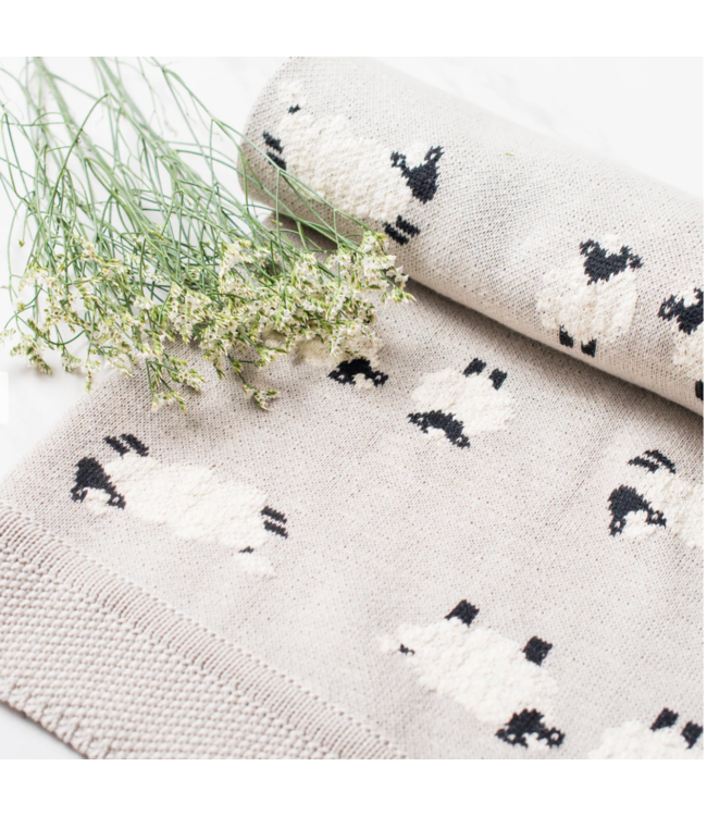 Sheep Cotton Knit Blanket