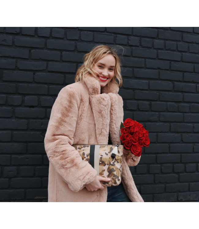 Blush Camo Suede Medium Pouch