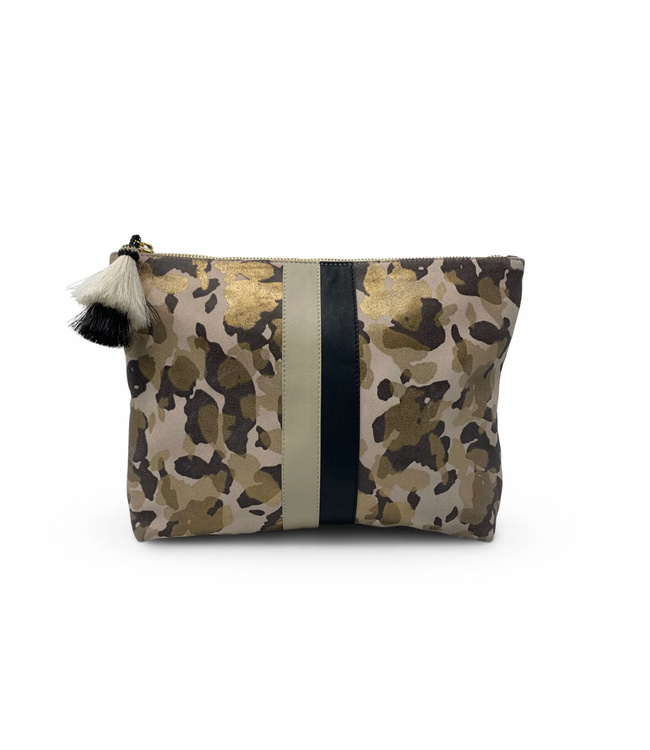 Blush Camo Suede Medium Pouch