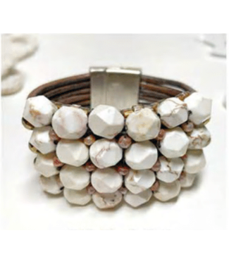 White Turquoise & Moonstone Cuff