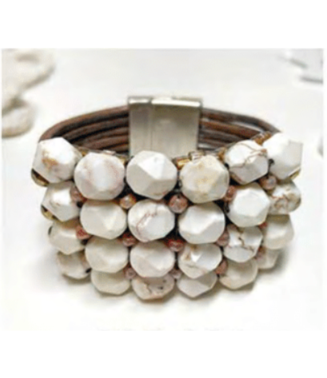 White Turquoise & Moonstone Cuff