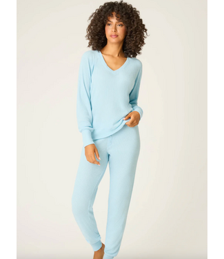 Textured Essentials Pajama Set-Light Sky